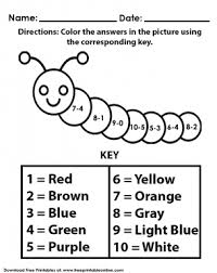 Answer Me Color Me Subtraction Worksheet Subtraction Worksheets Worksheets Basic Subtraction