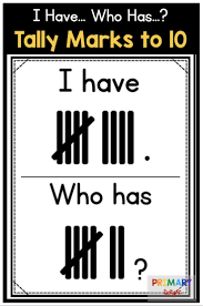 Subitizing Game With Tally Marks To 10 I Have Who Has Tally Marks Kindergarden Math Teaching Elementary