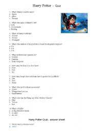 Challenge them to a trivia party! Harry Potter Quiz Esl Worksheet By Jcarles