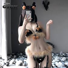 Furry Elk Cosplay Fuzzy Bra With Bow-Knot Panties Anime Lingerie Sexy  Outfit | eBay