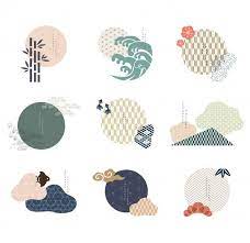 Set Of Geometric Modern Graphic Elements Asian Icons With Japanese Pattern Japanese Patterns Graphic Design Inspiration Japanese Design