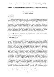 The aditya birla group has a marked presence in thailand, malaysia, indonesia, philippines, and egypt. Pdf Impact Of Multinational Corporations On Developing Countries