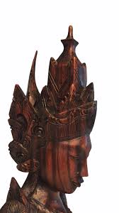 Vintage Ebony Wood Intricately Hand Carved Goddess