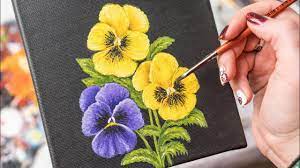 Three Pansy Flowers Acrylic Painting Homemade Illustration 4k Art Painting Acrylic Flowe Acrylic Painting Flowers Flower Painting Flower Art Painting