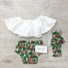 Baby Summer Sets Vacation Play Set Sun Suit Toddler Baby Girl Shorts Crop Top Birthday Outfit White H Baby Girl Clothes Hawaii Outfits Girl Outfits