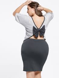 Black 3 4 Sleeve Dress Plus Size 10 05 Sweet 3 4 Sleeve Backless Bowknot T Shirt Plus Size Skirt Twinset For Women Black And G Plus Size Skirts Affordable Fashion Clothes Plus Size Fashion
