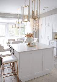 Kitchen remodel, neutral decor, neutral kitchen, white and gold decor, white kitchen, white kitchen remodel. Elegant Gold And White Christmas Kitchen Decor Ideas Setting For Four