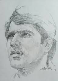 Portrait Of Super Star Rajesh Khanna Portrait Sketches Portrait Jems Bond