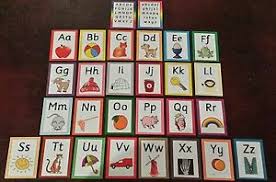 Details About Alphabet Flash Cards A Z Lower Case Capitals Picture Phonics Sounds