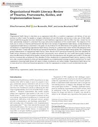 Pdf Organizational Health Literacy Review Of Theories Frameworks Guides And Implementation Issues
