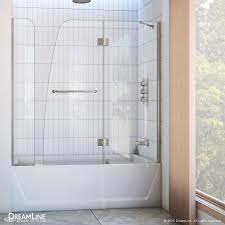 Our bathtub is clawfoot and charming, but here's the challenge. Aqua Hinged Tub Door With Extender Panel Dreamline