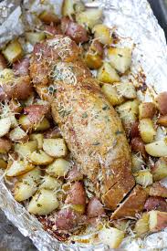 This roasted pork tenderloin is an easy way to prepare a lean protein for dinner that's flavorful and pairs well with many different sides. Grilled Herb Crusted Potatoes And Pork Tenderloin Foil Packet Maebells