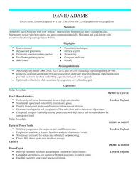 Sales Assistant Cv Template Cv Samples Examples