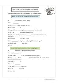 Telephone Conversations Worksheet Free Esl Printable Worksheets Made By Teachers Worksheets Free Esl Worksheets For Beginners Conversational English