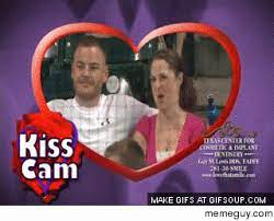 Find the newest kiss cam meme. Probably My Favorite Kiss Cam Meme Guy