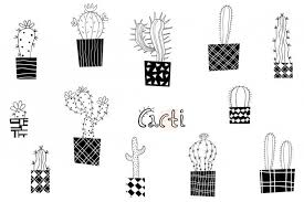 Basic Shapes Clipart Black And White Cute Modern Cactus Clipart Black And White Hand Drawn Cacti Clip Art By Pravokrugulnik Cactus Clipart Cactus Drawing Clip Art