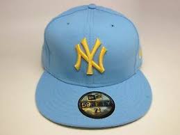 Details About Mens New Era Mlb Ny Yankees 5950 Custom Fitted Cap Baby Blue Yellow H