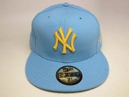 details about mens new era mlb ny yankees 5950 custom fitted cap baby blue yellow h