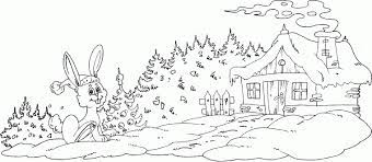 rabbit outside house in winter coloring page coloring com coloring pages winter winter scenery pictures coloring pages
