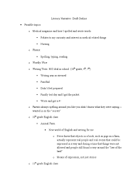 A literacy narrative is a popular way for writers to talk about their relationship with reading, speaking, and many literacy narratives have been written and published by famous writers to help their. Literacy Narrative Draft Outline Pdf Writing