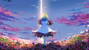 All categories brands technology city sport textures abstract other animals anime food and drink games space cars music movies flowers fantasy aviation motorcycles nature people holidays & events weapon. Download Anime Girl Spring Flowers Girly Outdoor Wallpaper 2048x1152 Dual Wide Widescreen