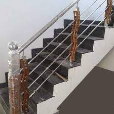 On the other hand, a round wooden railing can feel more comfortable and inviting depending on the surrounding decor. Silver Stainless Steel Wooden Railings Rs 1000 Running Feet Vishwakarma Steel Railing Id 19893412548