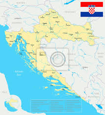 Die politische karte von kroatien zeigt die umgebenden länder mit internationalen grenzen, 20 ländergrenzen mit ihren hauptstädten und der nationalen hauptstadt. Kroatien Karte Ausfuhrliche Vektor Illustration Wandposter Poster Zagreb Hauptstadt Computer Symbol Myloview De
