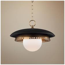 Black And Brass Pendant Light Herikimer 17 And One Half Inch Wide Aged Brass And Black Pendant Light