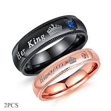 Engravable infinity matching couple promise rings in sterling silver. Titanium Steel King And Queen Promise Rings For Couples Jewelryeva