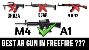 That part takes a little practice, but within just a few magazines of ammo most people can get it to convert the blank firing gun to fire real ammo the first thing you will need to do is replace the. Freefire Best Ar Gun Groza Scar Ak Famas M4a1 Full Detail My Opinion Freefire India Youtube
