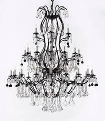 Large Wrought Iron Chandelier Chandeliers Lighting With Jet Black Crys Gallery Chandeliers