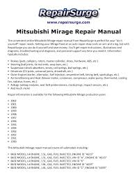 The 2002 mitsubishi mirage has an inline 4 engine. Mitsubishi Mirage Repair Manual 1990 2002