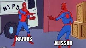 Find the newest loris karius memes meme. Spiderman Pointing At Spiderman Imgflip