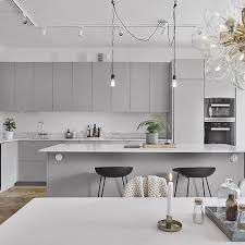 I Was Certain I Wanted White But Now I M Thinking Light Grey Cabinetry For My Next Kitchen Doe Grey Kitchen Designs Modern Grey Kitchen Kitchen Cabinet Design