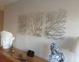 Metal Wall Art Decor 3d Sculpture 3 Piece Tree Brunch Modern Etsy Metal Tree Wall Art Metal Wall Art Decor Driftwood Wall Art