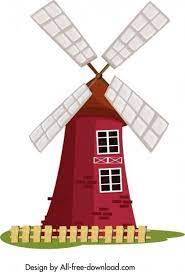 Farm Windmill Icon Colored Classical Design Windmill Art Farm Windmill Windmill