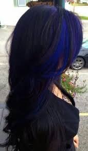 I was going for fuschia (or however you spell it) but then i felt like a lot of people are going for that color too. Dark Electric Blue Highlights Hair Styles Hair Highlights Black Hair Tips