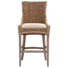 Gian Global Bazaar Grey Upholstered Seat Brown Rattan Bar Stool Set Of 2 In 2020 Wicker Bar Stools Rattan Bar Stools Bar Stools