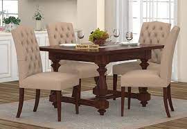 Elance 4 Seater Dinning Set Walnut Finish 4 Seater Dining Table Four Seater Dining Table Dining Table