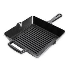 The ribs of the lodge square grill pan allows fats to drain from foods while also searing tantalizing grill the cast iron construction is made to last and it comes preseasoned so it's ready for use the minute it gets home. Artisanal Kitchen Supply 10 Inch Pre Seasoned Cast Iron Square Grill Pan Bed Bath Beyond