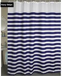 Eforcurtain Nautical Stripes Mildewfree Waterrepellent Fabric Shower Curtain Navy And Wh Fabric Shower Curtains Nautical Shower Curtains Plastic Shower Curtain