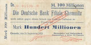 Aus holz in geschäften aus chemnitz und umgebung auf kaufda.de. Deutsches Reich Sachsen 100 Mio Mark 25 September 1923 Chemnitz Dun Auf Deutsche Bank Vf Ma Shops