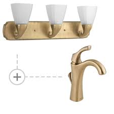 Visual comfort | signature designer light fixtures. Delta 592 Dst P2848 Champagne Bronze Champagne Bronze Addison Single Hole Bathroom Faucet With Diamond Seal Technology Includes Matching Progress Lighting Three Light Bathroom Fixture Lightingdirect Com
