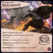 Spellbreaker Nullmage Cr 3 Humanoid Parchment Humperdink S Wares On Patreon Dungeons And Dragons 5e D D Dungeons And Dragons Monster Cards