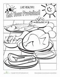 Use this guide to make homemade food coloring the next time you want to decorate baked goods for a holiday. Healthy Eating Meat And Beans Worksheet Education Com Food Coloring Pages Nutrition Healthy Eating