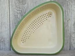 old antique cream & green enamelware