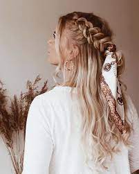 Half Up Braids With A Scarf Halfupdo Braids 294282156901891363 Cute Braided Hairstyles Hair Styles Scarf Hairstyles
