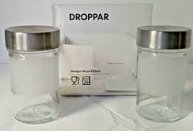 Set Of Ikea Droppar Spice Jars By Maya Robert Frosted Glass Stainless Steel Lid Ikea Spice Jars Frosted Glass Glass