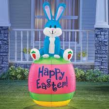There are inflatable yard decorations available, such as giant snowmen or turkeys. Bigbolo Inflatable Happy Easter Bunny Yard Decoration