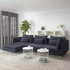 Available in 5 colors, the sofa impresses with its lightweight profile. Soderhamn 4er Sofa Mit Recamiere Samsta Dunkelgrau Ikea Schweiz